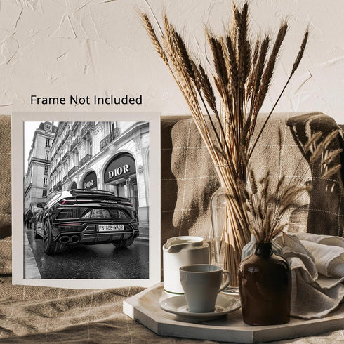 Posterizer 1 pcs-modern chic black car passing by luxury stores 2-Photography Art- Gift for Women, Fashionistas, Designer Fashion Fans-Decor for H...